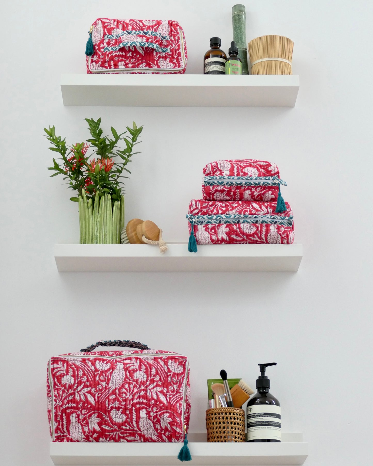 Cosmetic Bag, Bird, Red