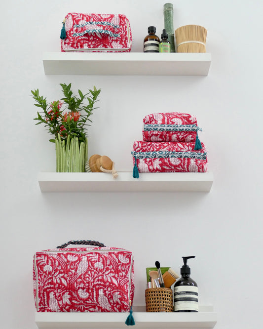Cosmetic Bag, Bird, Red