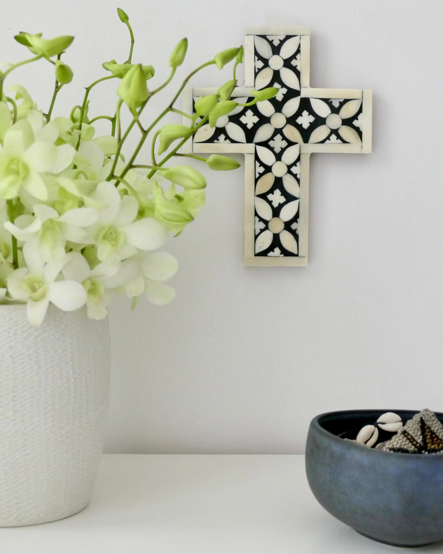 Cross, Small, Bone Inlay, Bharu, Black