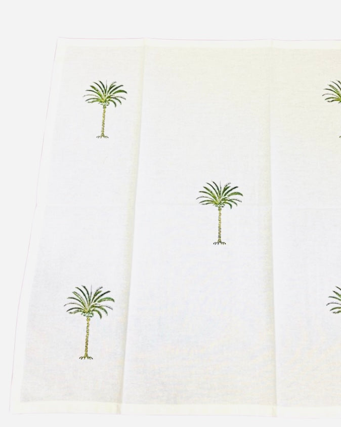 Napkin, Block Printed, Palm, Green