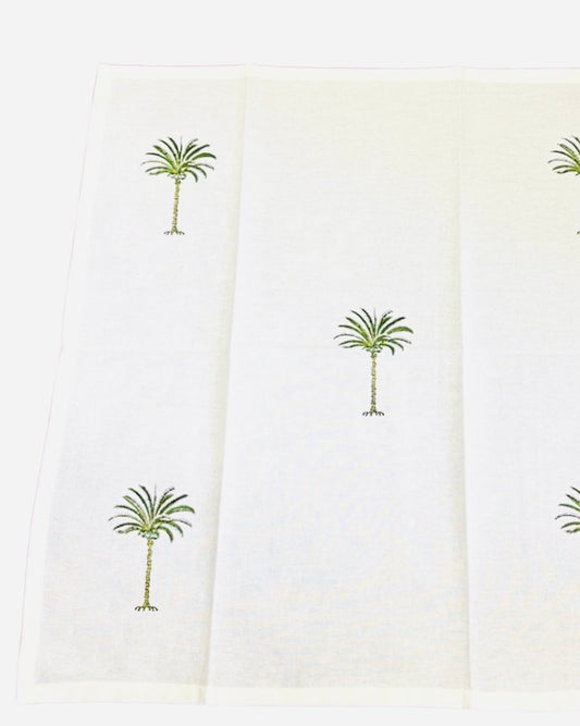 Napkin, Block Printed, Palm, Green