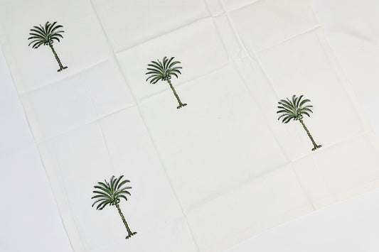 Napkin, Block Printed, Palm, Green