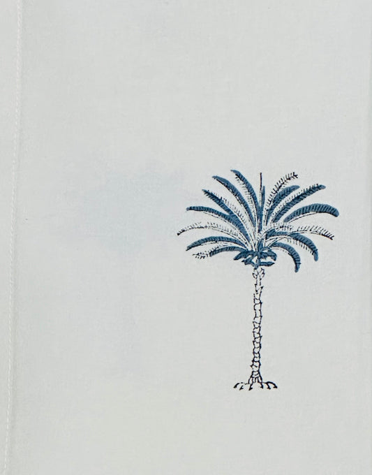Napkin, Block Printed, Palm, Blue