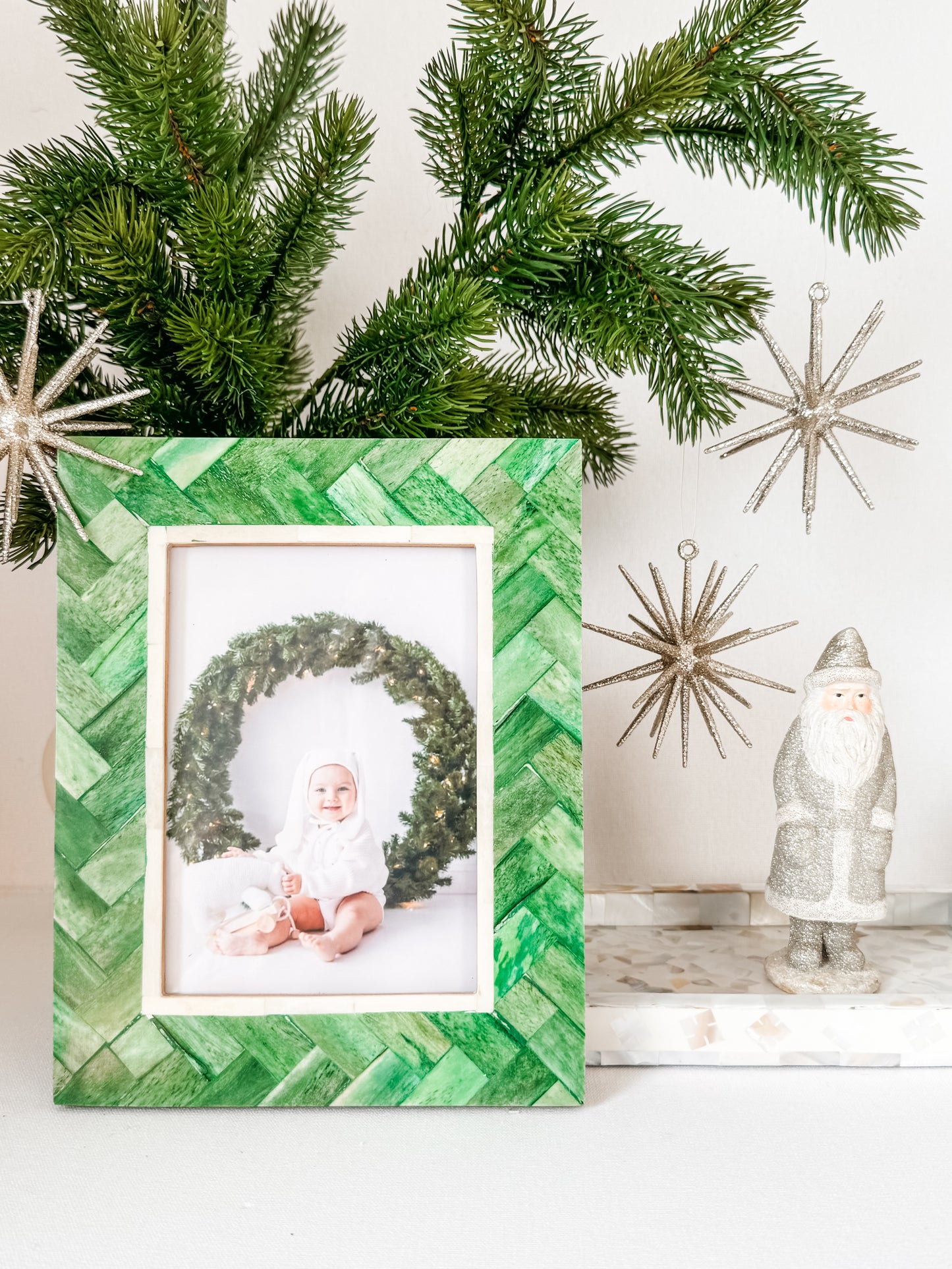 Photo Frame, Bone Inlay, Tanglin, Green Bone