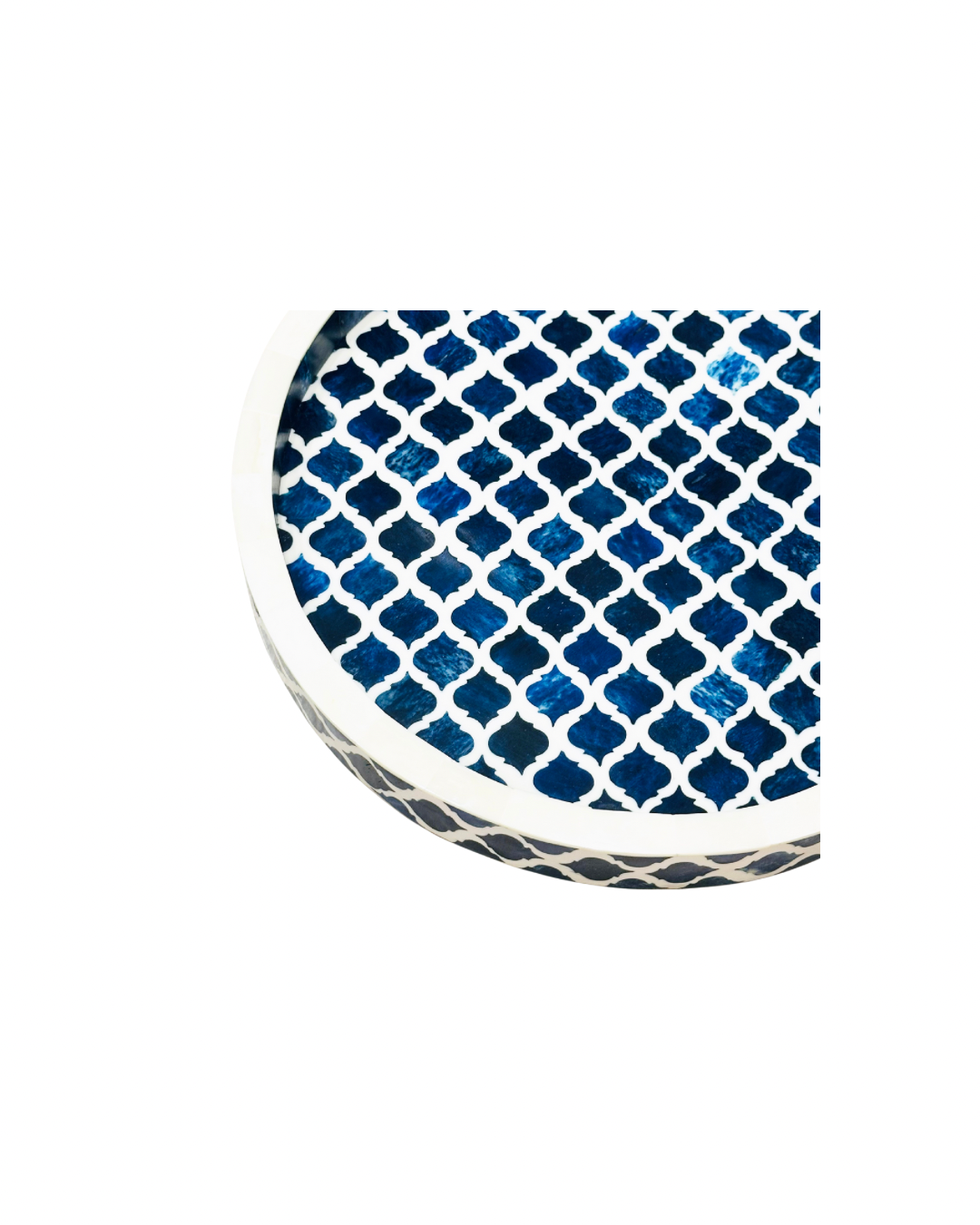 Tray, Round, Bone Inlay, Haji, Blue Bone