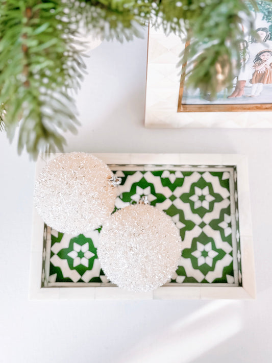 Tray, Mini Rectangle, Bone Inlay, Kranji, Green