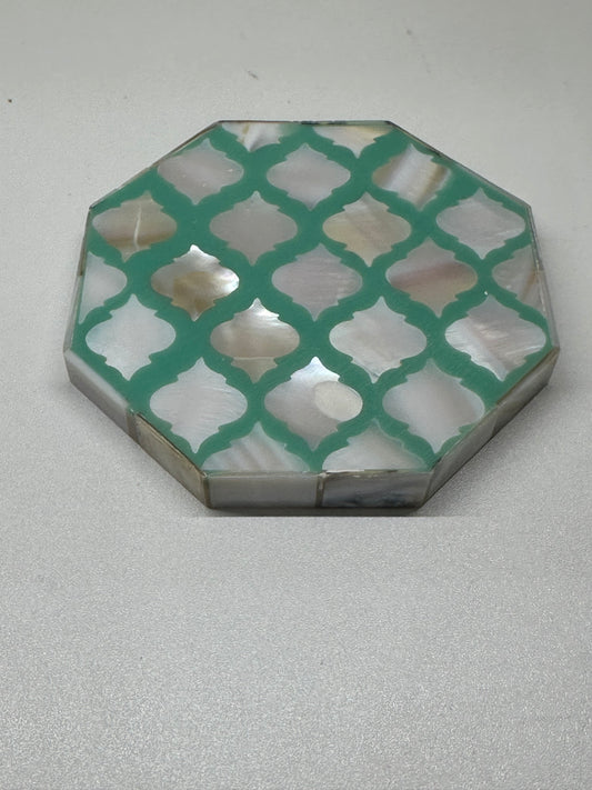 Coaster Individual, Mother of Pearl Inlay, Haji, Aqua