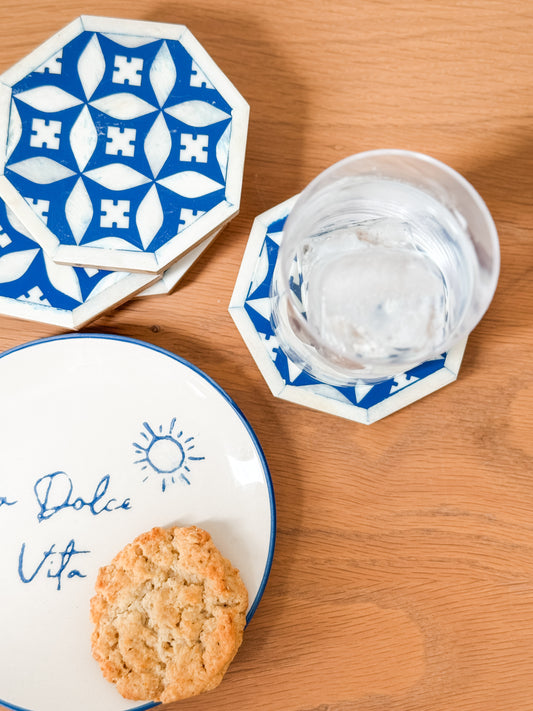 Coaster Individual, Bone Inlay, Bharu, Blue