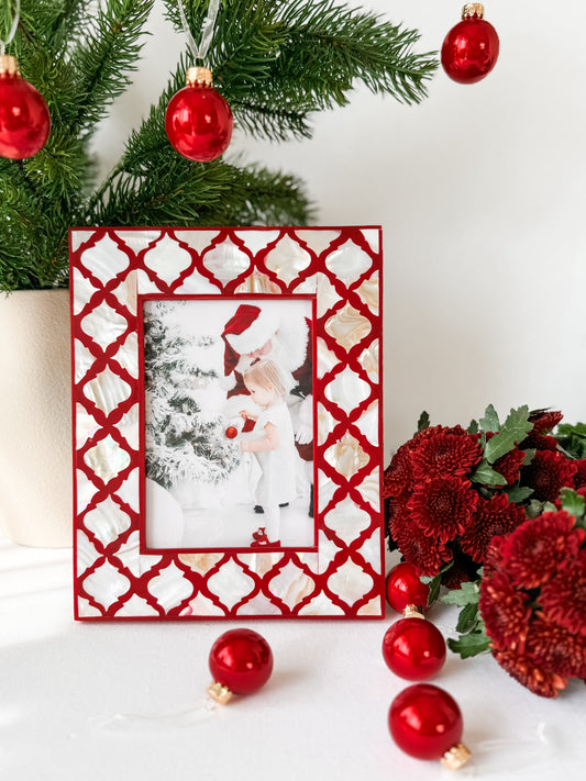 Photo Frame, Mother of Pearl Inlay, Haji, Red