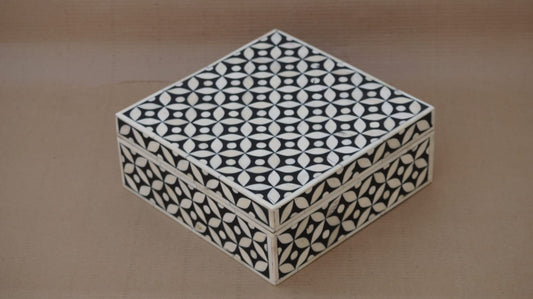 Keepsake Box, Extra Large, Bone Inlay, Katong, Black