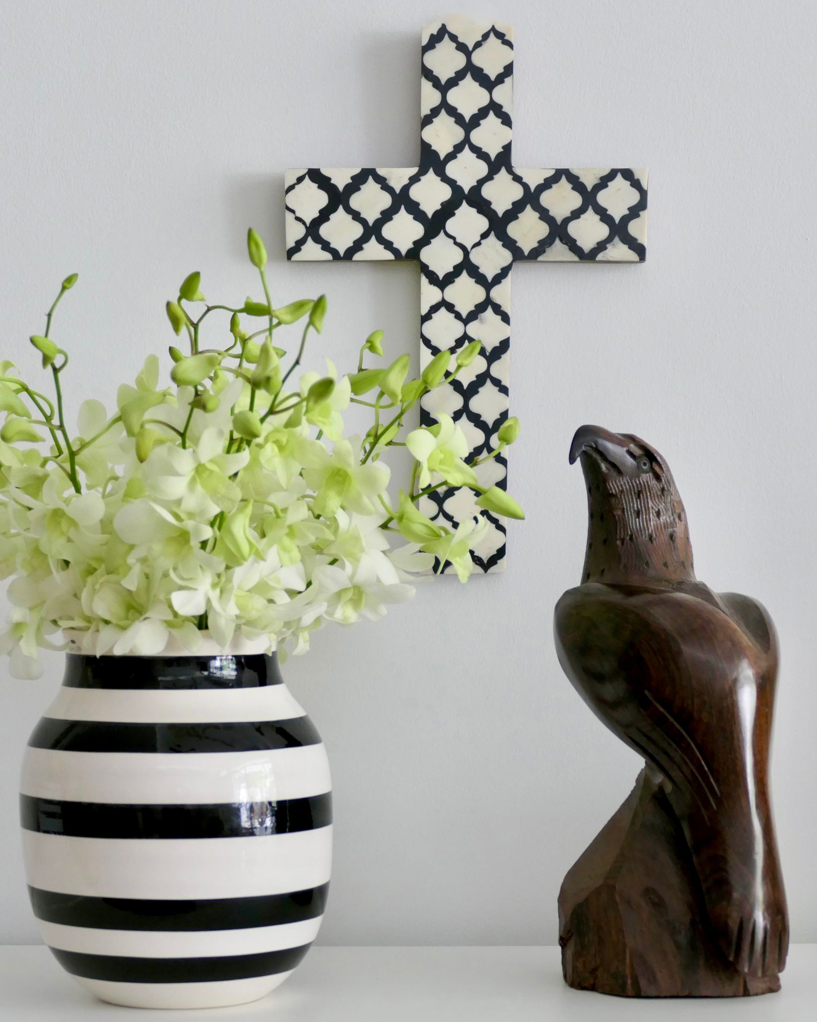 HANGING RELIGIOUS CROSS IN BONE INLAY SINGAPORE GIFT