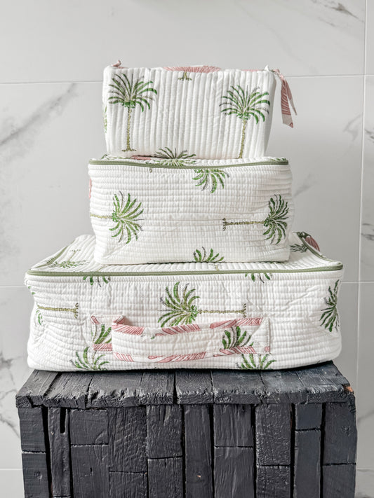 Cosmetic Bag, Palm, Green *ON PRE ORDER - RESTOCK EXPECTED 8.12.25*