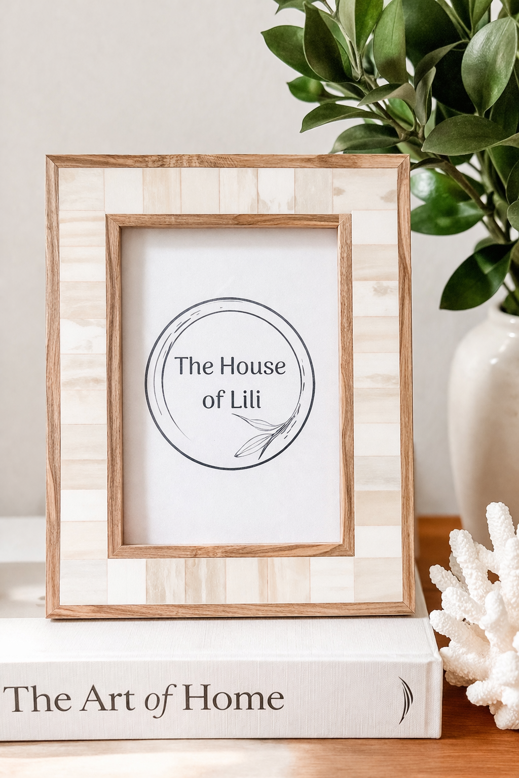 Photo Frame, Bone Inlay, East Coast, Wood