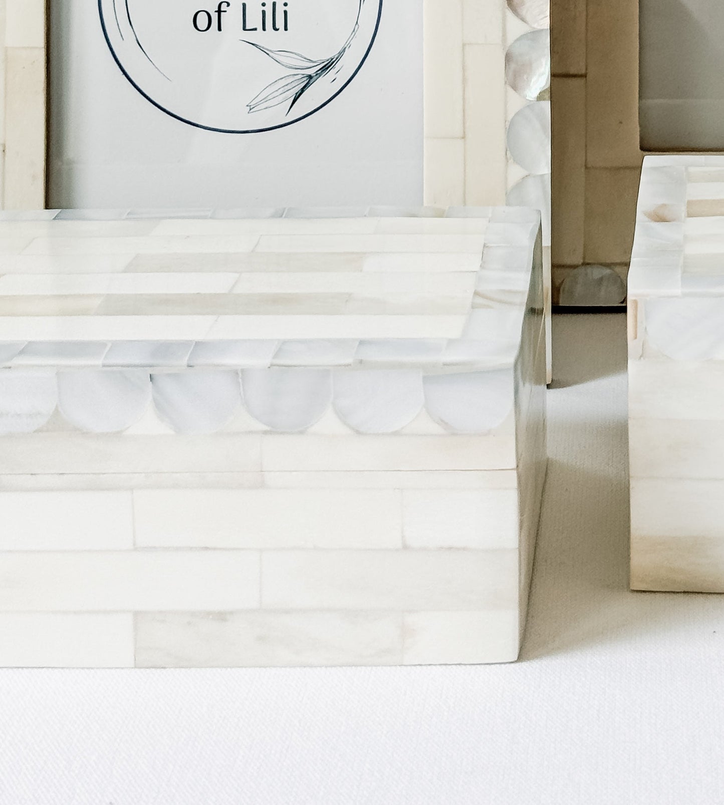 Keepsake Box Small, Bone Inlay, Orchard, White