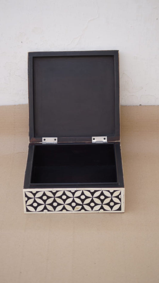 Keepsake Box, Extra Large, Bone Inlay, Katong, Black