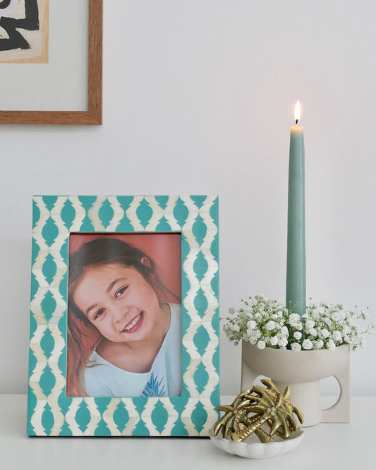 FORT CANNING BONE INLAY PHOTO FRAME AQUA