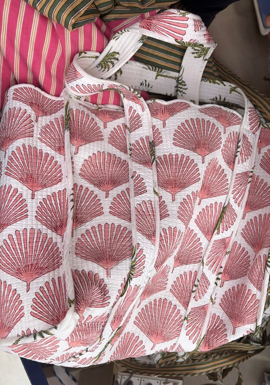 Tote Bag, Leaf in Pink