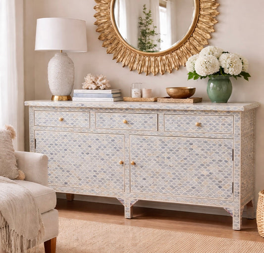 Furniture, Bone Inlay, Sideboard, Haji, Grey