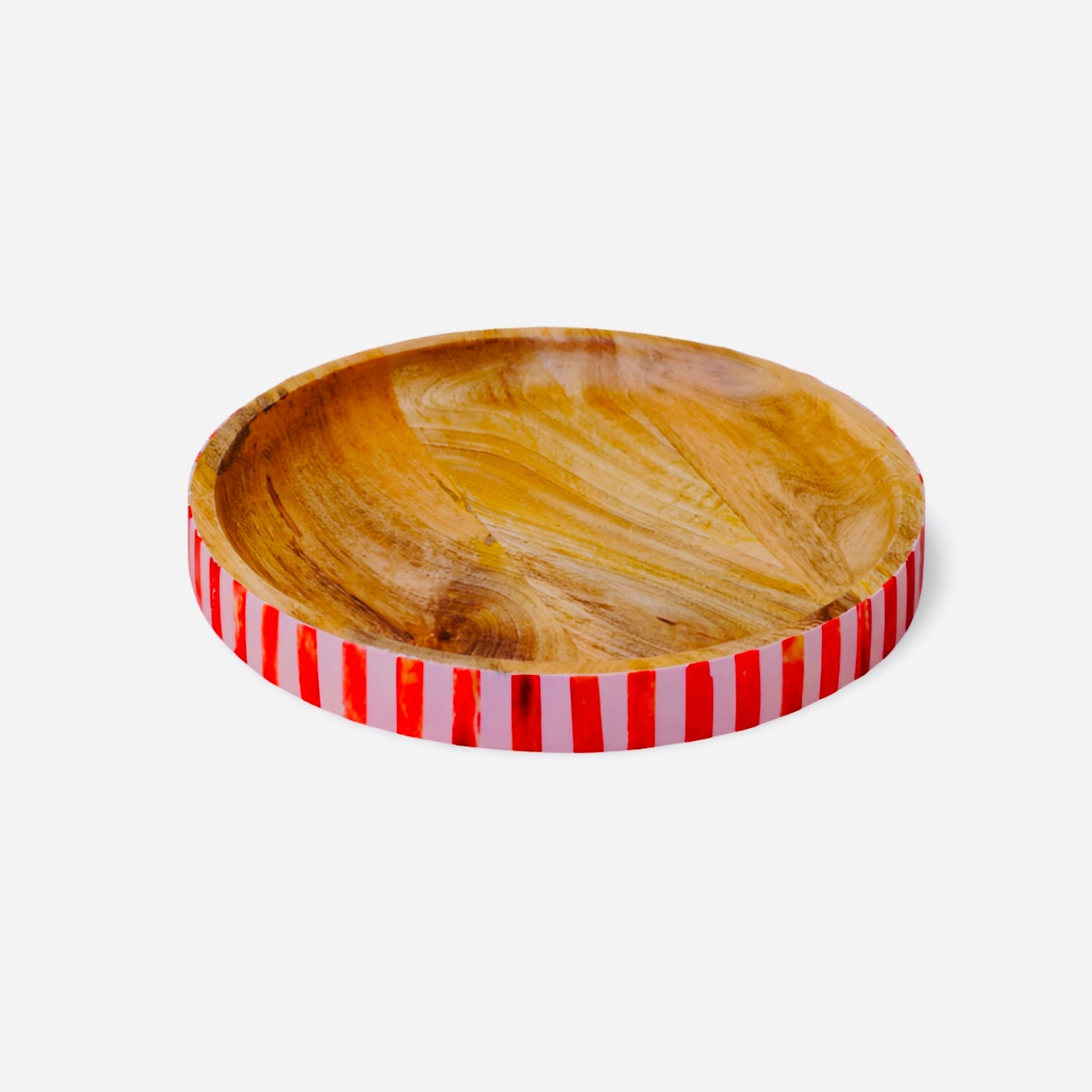 Tray, Mango Wood, Bone Inlay, Jewel, Red and Pink