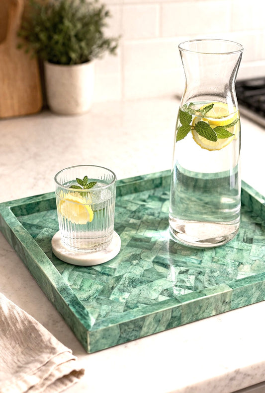 Tray, Square, Bone Inlay, Tanglin, Green