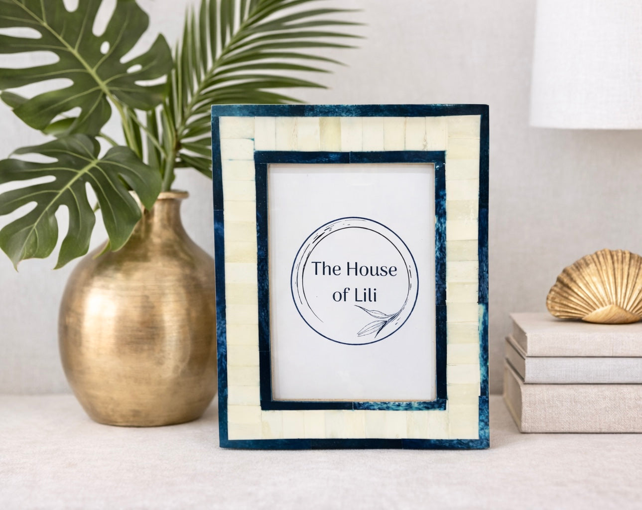 Photo Frame, Bone Inlay, East Coast, Blue