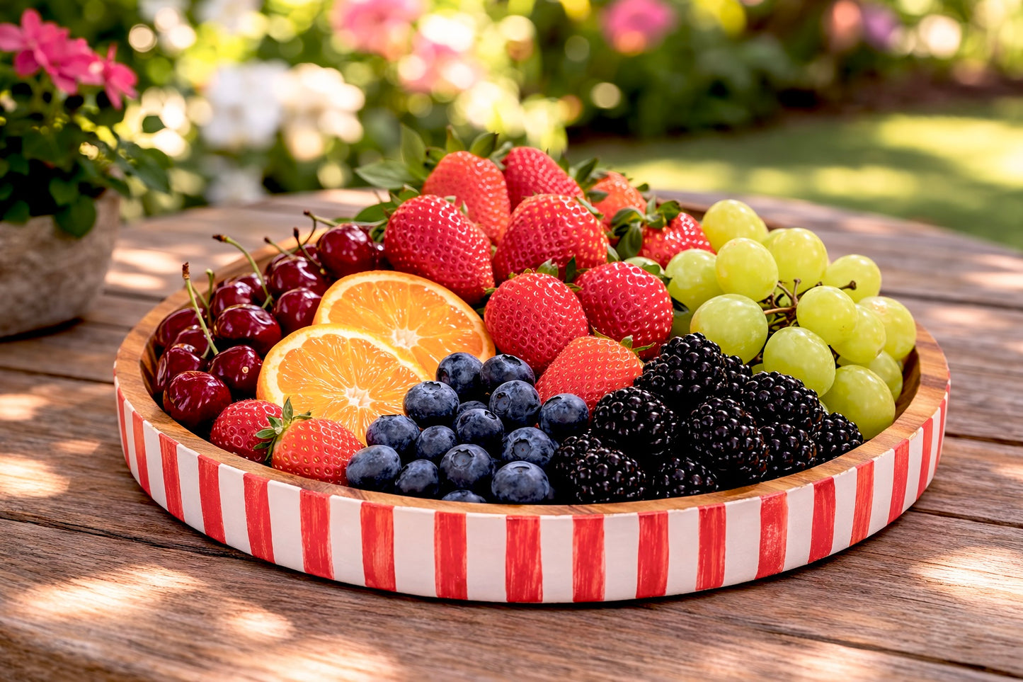 Tray, Mango Wood, Bone Inlay, Jewel, Red and Pink