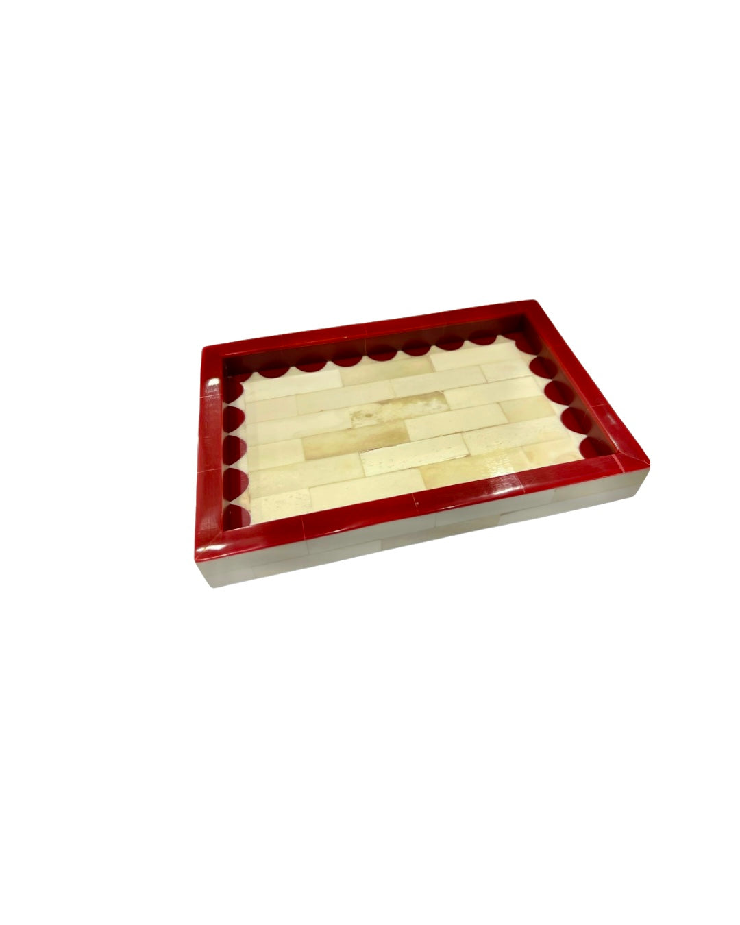 Tray, Mini Rectangle, Bone Inlay, Orchard, Red