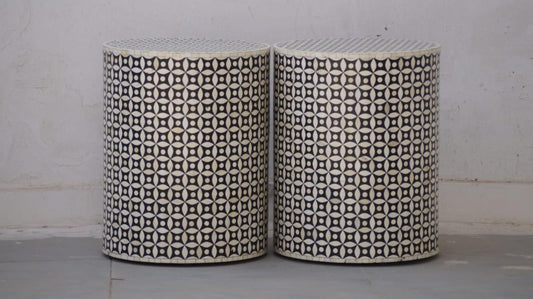 Furniture, Bone Inlay, Side Table, Katong, Black