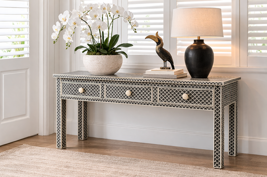 Furniture, Pre Order, Bone Inlay, Console, Straits, Black