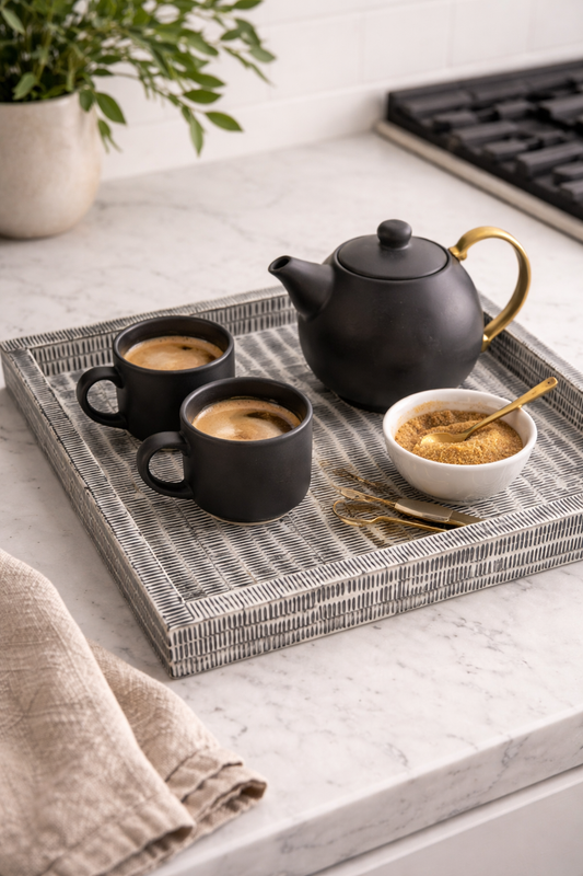 Tray, Square, Bone Inlay, Dempsey, Black