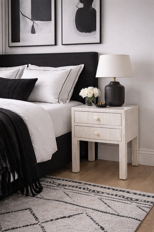 Furniture, Pre Order, Bone Inlay, Bed Side Table, Jewel
