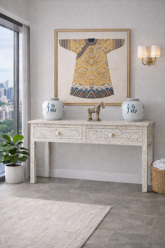Furniture, Pre Order, Mother of Pearl Inlay, Console, Botanical