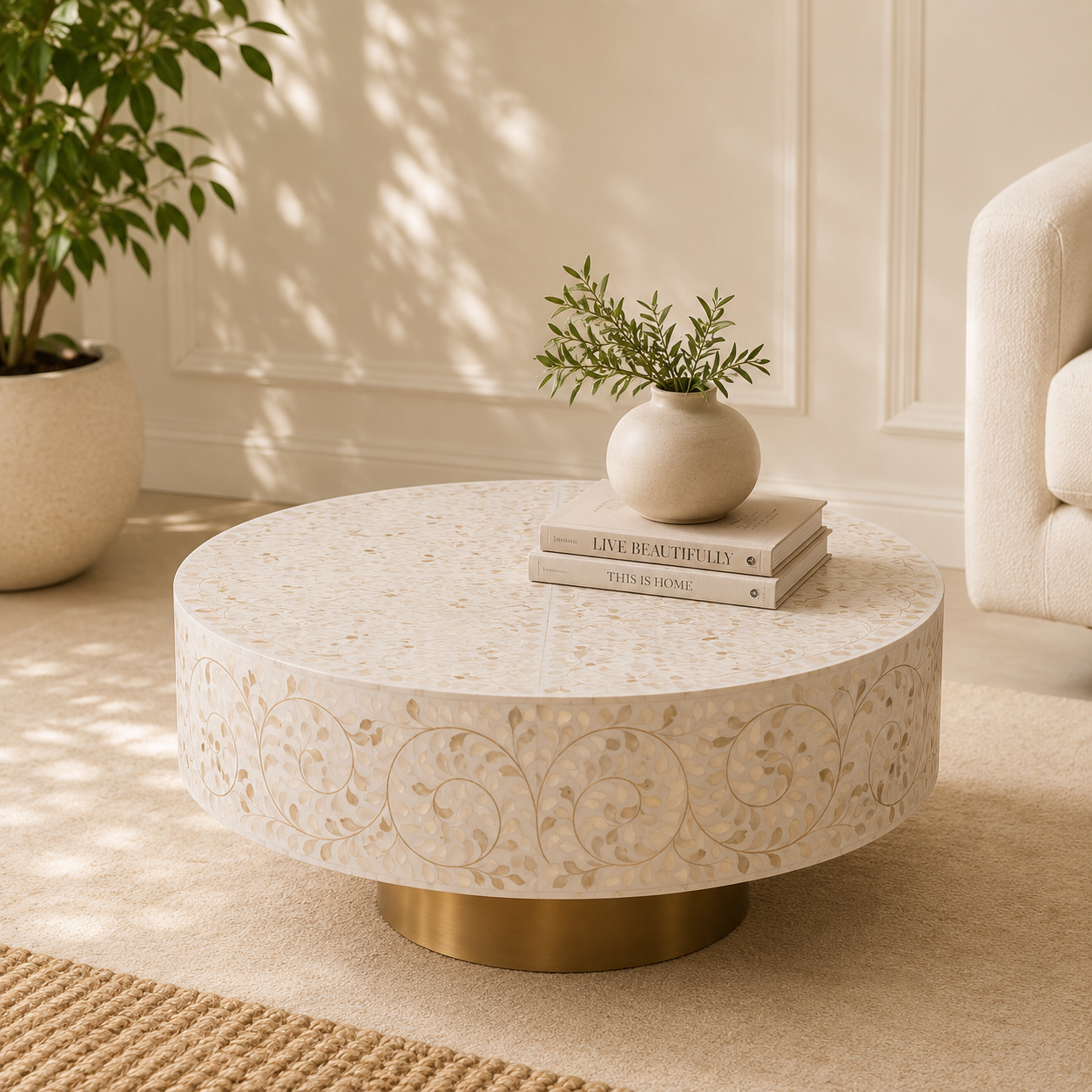 Furniture, Pre Order, Mother of Pearl Inlay, Coffee Table, Botanical