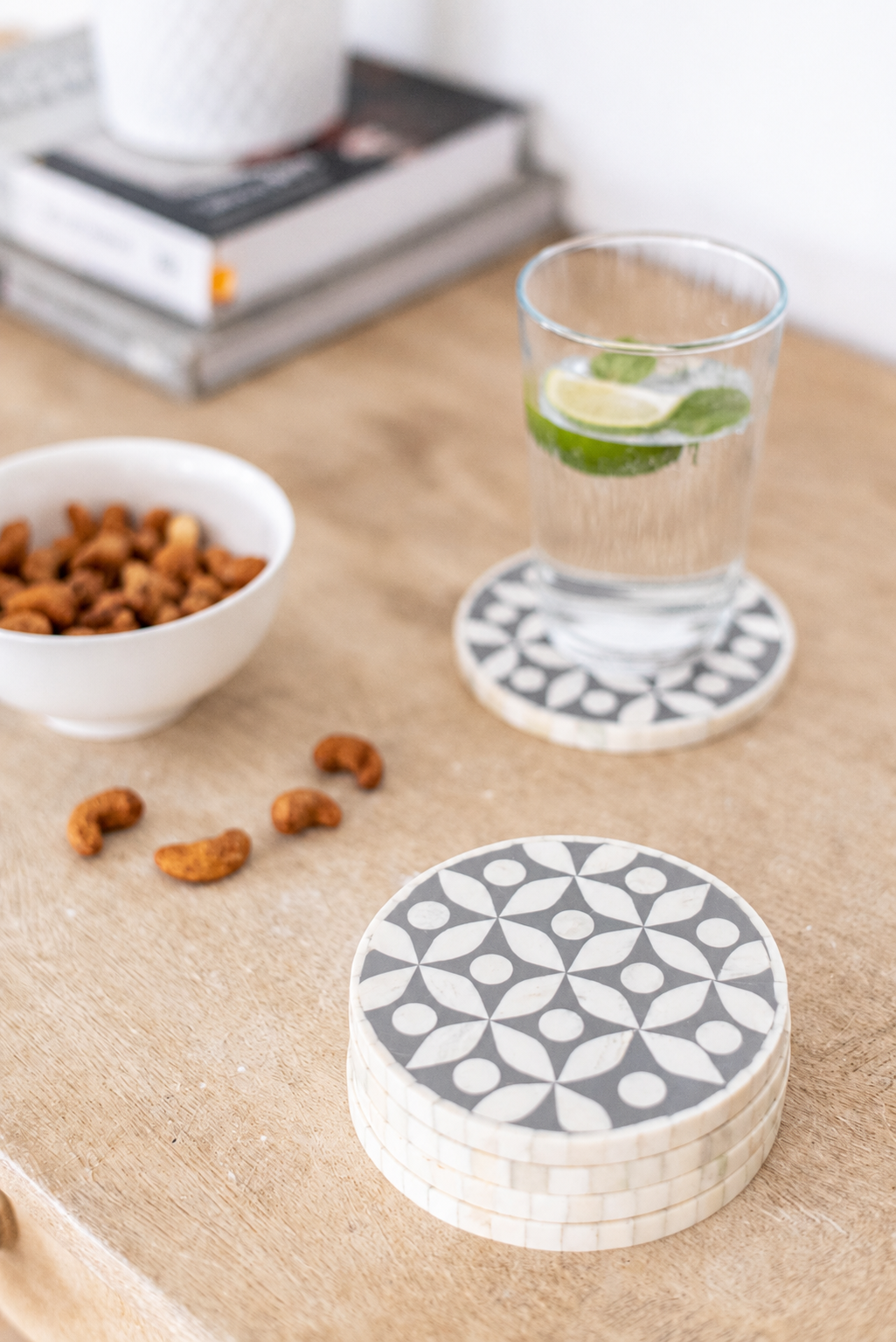 Coaster Individual, Bone Inlay, Katong, Grey