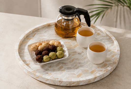 Tray, Platter, Mother of Pearl Inlay, Atoa