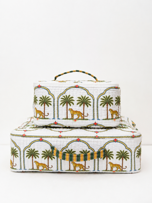 Cosmetic Bag, Leopard Palm