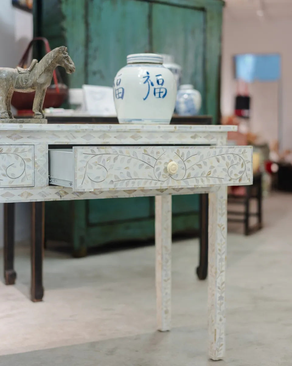 MOTHER OF PEARL INLAY CONSOLE BOTANICAL