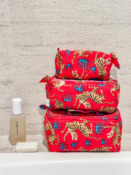 Cosmetics Bag, Tiger,Red