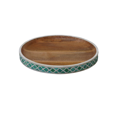 Tray, Mango Wood, Bone Inlay, Haji, Green Bone