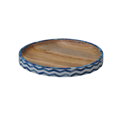 Tray, Mango Wood,  Bone Inlay, Kusu, Blue Bone