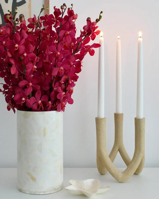Vase, Bone Inlay, Mandai, White