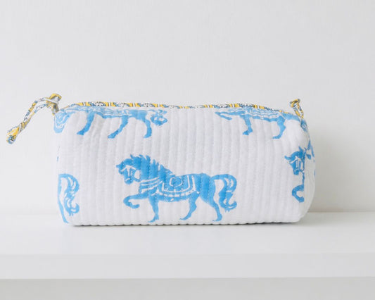 Cosmetic Bag, Horse, Blue