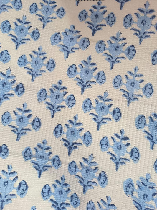 Cosmetic Bag, Floral, Blue on White