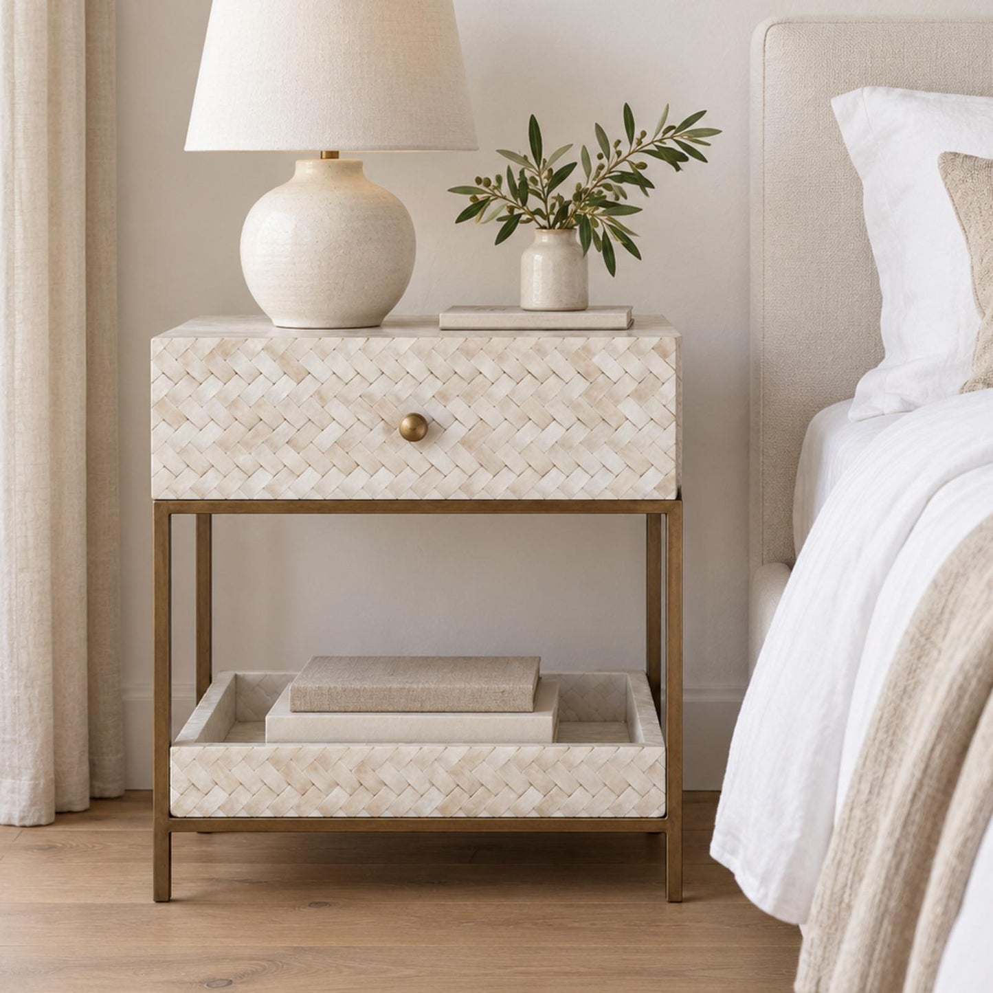 Tanglin Bone Inlay Bed Side Table