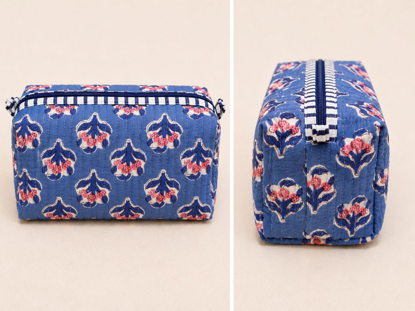 Cosmetic Bag, Floral, Blue