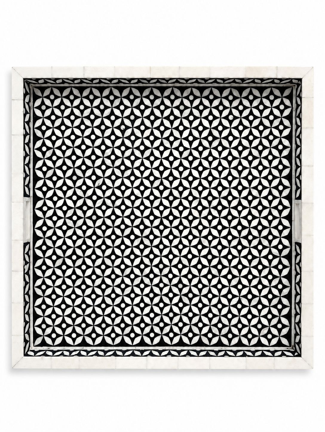 Tray, Square XL, Bone Inlay, Katong, Black