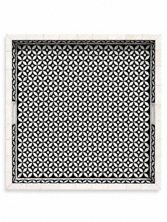 Tray, Square XL, Bone Inlay, Katong, Black
