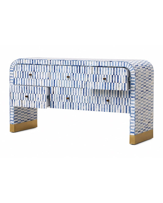 Keppel Bone Inlay Console in Blue