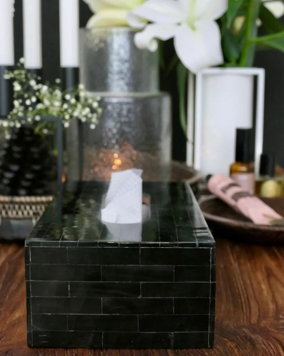 black east coast bone inlay tissue box cover