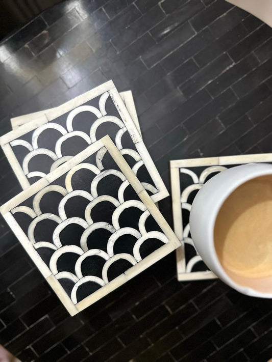 Coaster Individual, Bone Inlay, Straits, Black